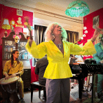 Marie Line Dahomay, au Café Philosophie, Baie-Mahault, août 2026.