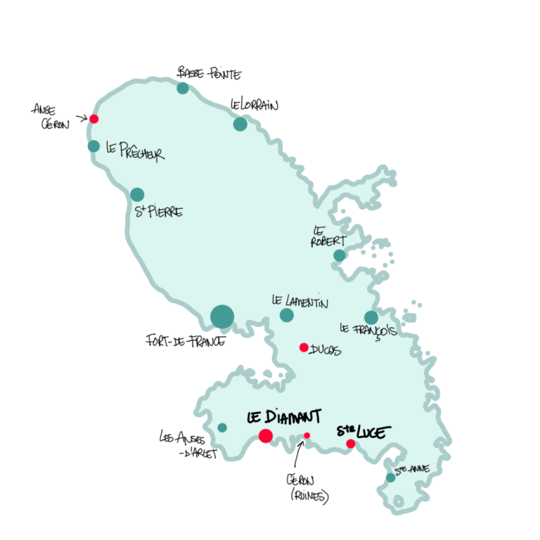 Carte de la Martinique (Image : Cases Rebelles)
